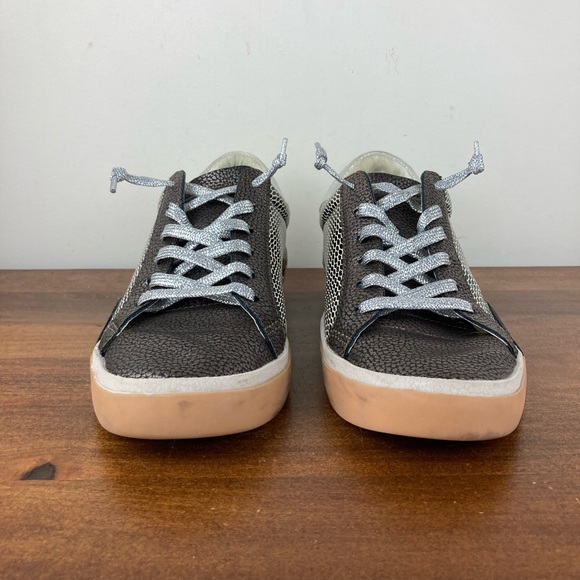Dolce Vita Zina Mercury Leather Sneakers Silver Snake Print Women’s Size 8. - Picture 3 of 11